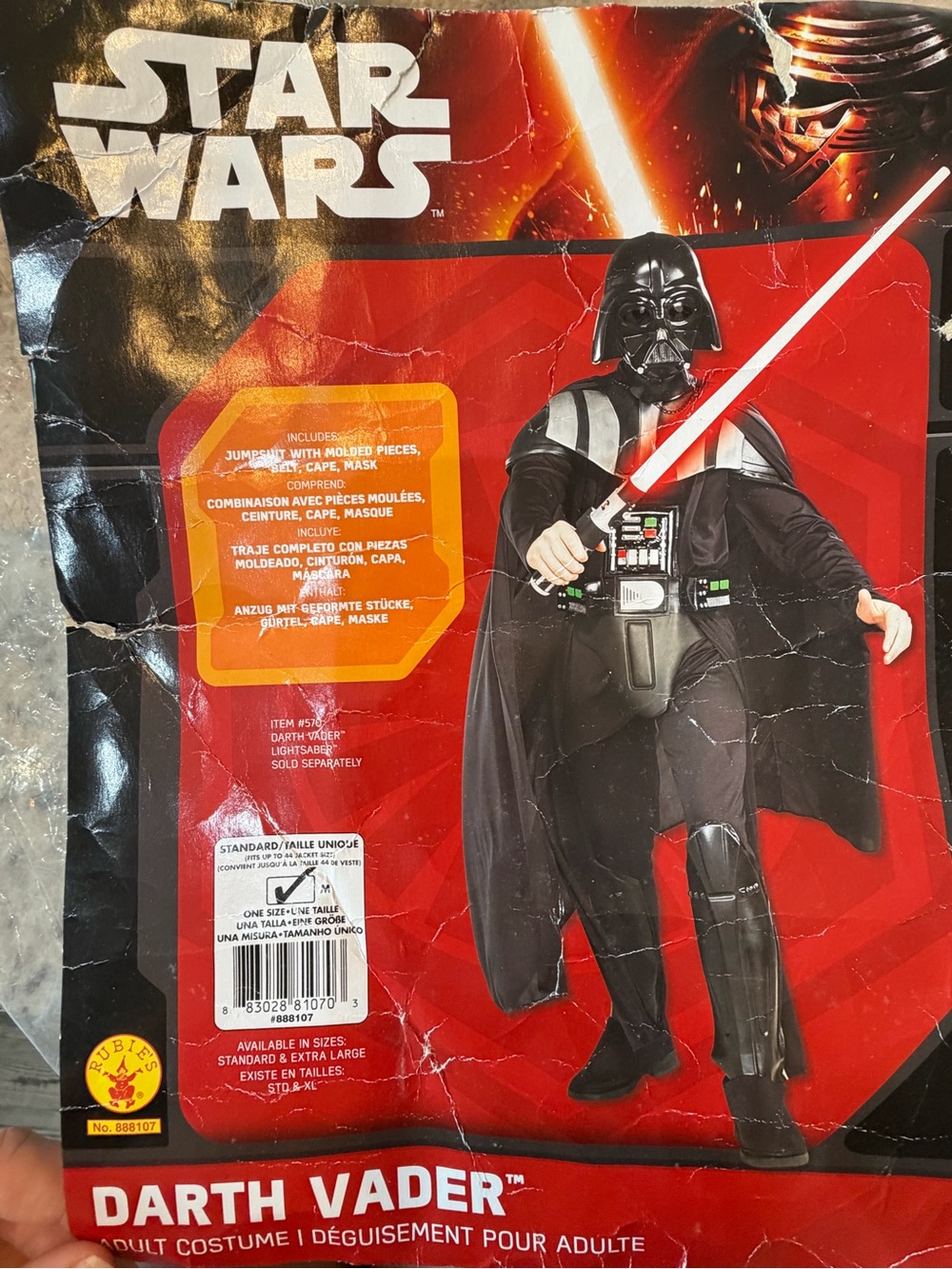 Star Wars Darth Vader Adults Costume - Black Size M